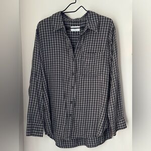 AE Gray Oversized Plaid Flannell